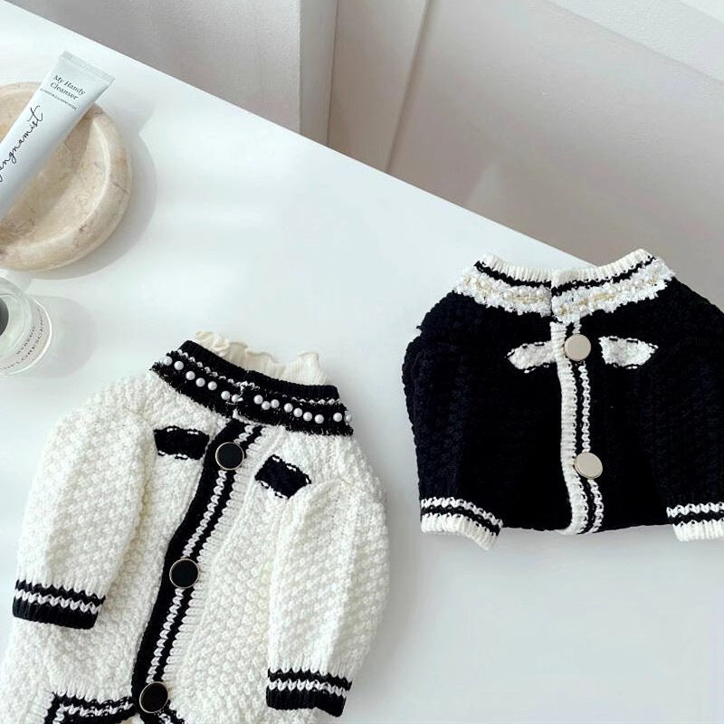 Korean Style Puppy Clothes Pearl Collar Sweater
