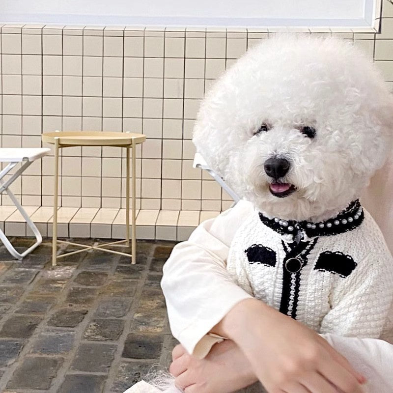 Korean Style Puppy Clothes Pearl Collar Sweater