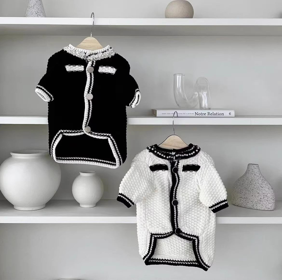 Korean Style Puppy Clothes Pearl Collar Sweater
